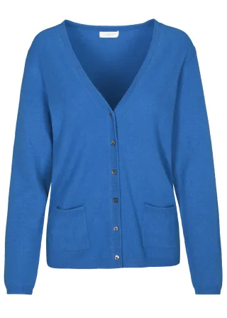 CLARINA - NOS V-Cardigan, 1/1 Arm, uni 604 himmelblau - Gr. - 36