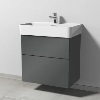 Sanipa 3way Waschtischunterbau zu Laufen VAL Waschtisch mit 2 Auszügen, Anthrazit-Glanz SF82279