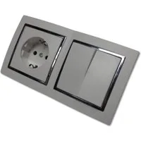 Lichtideen Schalter 9493 Levina S 2-er 1 x Schuko Dose 1 x Serien Schalter silberner Rand (Taster, Schalter, Anennendose, Steckdose mit USB lieferbar)
