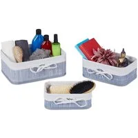 relaxdays Aufbewahrungskorb 3er Set Aufbewahrungskörbe aus Bambus