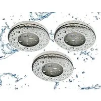 TRANGO LED Einbauleuchte, 3er Set 6729IP65-038MO IP65 LED Einbaustrahler aus Edelstahl poliert inkl. 3x 5 Watt 3000K warmweiß Ultra Flach LED Modul für Bad, Dusche, Einbauspots, Deckenstrahler, Deckenlampe Badleuchte