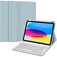 Fintie Tablet-Hülle für iPad 11. Generation 11" 2025(A16), iPad 10. Generation 2022 10.9", Case mit Pencil Halter, magnetisch Abnehmbarer Tastatur(QWERTZ Layout)