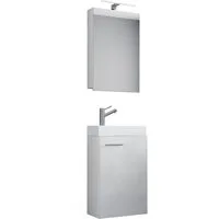 VCM Badmöbel-Set 3-tlg Gäste WC Waschplatz Waschtisch Slito Schrank, (Komplett-Set, 3-St., 1x Unterschrank 1x Waschbecken 1x Spiegelschrank), 130x41x22cm schmal