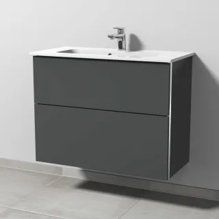 Sanipa 3way Waschtischunterbau zu Duravit ME by Starck Waschtisch mit 2 Auszügen, Anthrazit-Matt BR72322