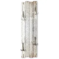 Kreative Feder Wandgarderobe Wand-Garderobe „Altes Holz Weiß“ aus Holz, Shabby-Chic, ca. 100 x 30 cm, mit 4 Haken, außergewöhnlich, modern