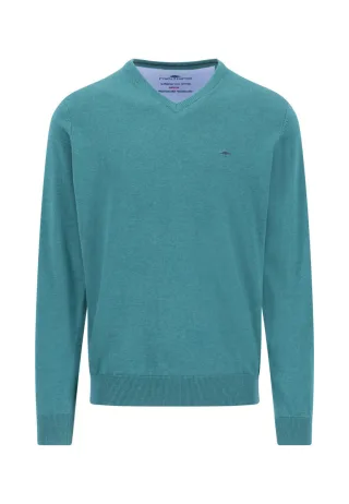 Fynch Hatton - Pullover mit V-Ausschnitt grün/blau - Gr. - L