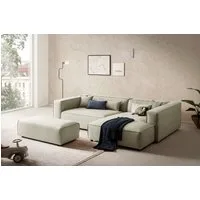 LeGer Home by Lena Gercke Ecksofa PIARA XXL Leinenoptik, L-Form, Schlaffunktion, Hocker stellbar zum Schlafsofa (Krokodilverbinder), tiefe Sitzfläche
