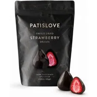 PATISLOVE Schokolade Patislove Gefriergetrocknete Erdbeeren in Zartbitterschokolade, 80g, Ohne künstliche Farbstoffe, 100% echte Frucht.