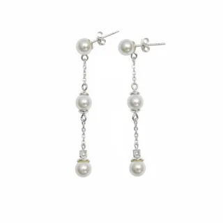 Frauen Lange Ohrringe aus 925 Sterlingsilber mit Triple Perlen BIPE045