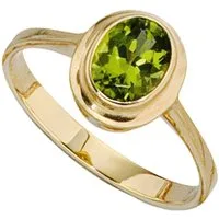 Schmuck Krone Goldring Ring aus 585 Gold mit Peridot, Gold 585