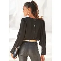 LASCANA Langarmbluse mit Knopfleiste hinten, elegante Damenbluse, Business-Look