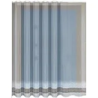 QBTEXTIL Gardine 34943 Weiß, Jacquard - Stoff, halbtransparent, Kräuselband