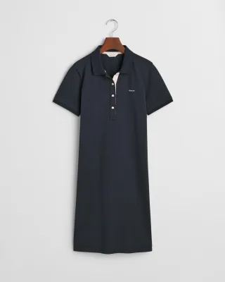 GANT - Piqué-Polokleid mit Kontrastkragen evening blue - Gr. - M