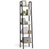 VASAGLE Standregal, Bücherregal, Leiterregal, 140/170 cm, Industrie-Design