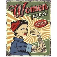 Moritz Metallschild Blechschild Woman Power Stronger the you think, (Einzeln), 20 x 25cm Vintage Retro Deko Schild Metallschild Wandbild Schild