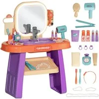 AIYAPLAY Schminktisch mit Spiegel, LED Licht, Musik (Kosmetiktisch, 1-St., Frisiertisch), mit Wasserhahn, Zubehör für 3-6 Jahre Kinder, Violett