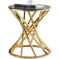 JYMTOM Beistelltisch Runder Glas Couchtisch Sofatisch Edelstahl Kaffeetisch (1-St), Schreibtischmöbel Teetisch aus gehärtetem Glas, 50 cm rund