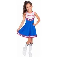 Funny Fashion Kostüm Cheerleader USA für Mädchen - Blau Weiß Rot