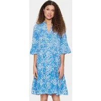 Saint Tropez Blusenkleid EdaSZ Dress Sommerkleid, Tunikakleid mit Volant und 3/4 Ärmel
