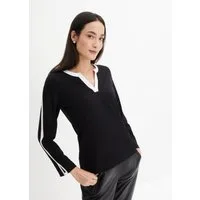 bonprix Langarmshirt bequeme Passform, Langarm-Design, mit kontrastfarbigen Details