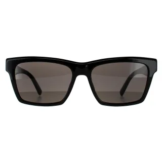 Saint Laurent Rechteck Unisex glänzend schwarz dunkelgrau Sonnenbrille