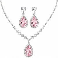 Taffstyle Schmuckset Elegantes Schmuck Set Halskette & Ohrringe Tropfen Design mit Zirkonia (Funkelndes Set aus Kette und Ohrringen mit glitzernden Zirkonia-Steinen – perfekt für Abendmode und besondere Anlässe), mit Zirkonia