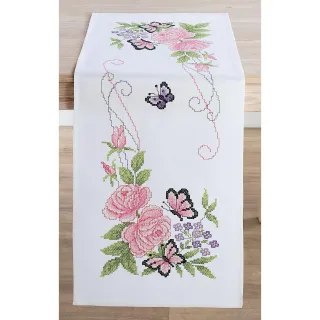 Stickläufer "Rosen & Schmetterling"