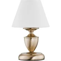 Licht-Erlebnisse Nachttischlampe JURIDA, ohne Leuchtmittel, Stoff Metall E14 28 cm hoch in Messing Antik Creme Jugendstil