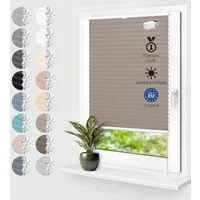 Rikmani Plissee Thermo Klemmfix ohne Bohren Graubeige 40x100 cm, blickdicht, Klemmfix, Thermo-Wärmeschutz, blickdicht, Stufenlos