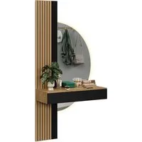 Vicco Schminktisch Melina, Eiche/Schwarz, 100 cm mit LED-Spiegel (2-St)