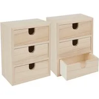 VBS Aufbewahrungsbox Mini-Schränkchen (8 St), mit 3 Schüben 14,5 cm x 11,5 cm 2er-Pack