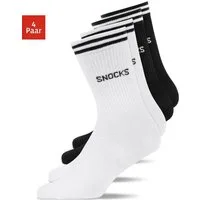 SNOCKS Sportsocken Hohe Tennissocken mit Streifen für Damen & Herren (4-Paar) aus Bio-Baumwolle, stylish für jedes Outfit