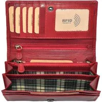 Benthill Geldbörse Damen Echt Leder Portemonnaie Frauen Geldbeutel RFID Schmal und Lang, RFID-Schutz Kartenfächer Münzfach Reißverschlussfach
