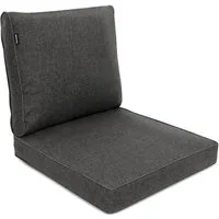 bomoe Sitzkissen Outdoor Loungekissen Set Ilano, 50x50cm, 50x40cm Graphitgrau, Sitzkissen 8cm dick Polster Bezug Waschbar Gartenkissen UV-Schutz