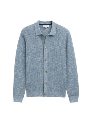 Tom Tailor - Strickjacke mit Kentkragen mystical blue multicolor - Gr. - L