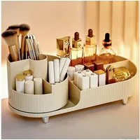 FELIXLEO Make-Up Organizer Make up Organizer 360 Drehbar Beige mit Pinsel Reiniger Großer, 1-tlg.