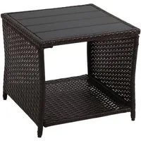 relaxdays Gartentisch Balkontisch Polyrattan, braun