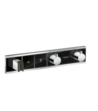 Hansgrohe Thermostat Unterputz RainSelect Fertigset 2 Verbraucher schwarz/chrom, 15355600 15355600