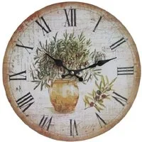 Ambiente Haus Wanduhr Wunderschöne mediterrane Wanduhr mit Olivendekor 28 cm Landhaus