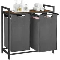 VASAGLE Wäschekorb, 2 Wäschesäcke aus Oxford-Gewebe, abnehmbar, 2 x 46 L