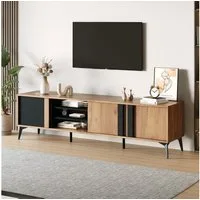 BlingBin TV-Schrank Lowboard mit Schubladen und Türen, Fernsehschrank für Wohnzimmer (TV-Schrank mit 3 Tür und 3 Offenem Fach, TV-Board Für Fernseher bis 80 Zoll, 1-St., Gesamtgröße: 180*40*50 cm, Gewichtskapazität: 50kg) Lowboard für Wohnzimmer, Spa