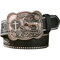 Ware aus aller Welt Nietengürtel Westerngürtel mit Wild West - Schnalle – im authentischen Cowboy Style