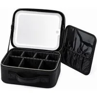 R2 Invest Kosmetikkoffer mit LED Spiegel Reise Kosmetiktasche Organizer