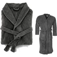 heimtexland Unisex-Bademantel Super Soft Bademantel Teddy Fleece Morgenmantel, Midilänge, Polyester, Stehkragen, Bindegürtel, super weich und flauschig I Hochflor meliert I 150x200 cm