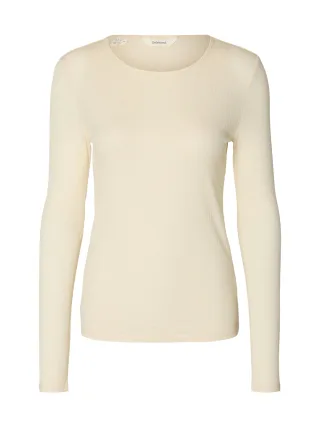 selected women - SLWLINA LANO STRUCURE LS TOP Egret - Gr. - M