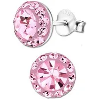 Limana Paar Ohrstecker Damen Ohrringe 925 Silber runde Kristalle Damenohrringe, Damenohrstecker Damenschmuck Schmuck für Frauen