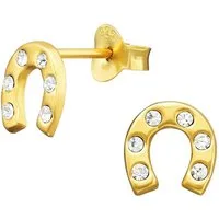 Monkimau Ohrring-Set Hufeisen Kinder Ohrringe Kristalle 925 Silber Ohrstecker, Hypoallergen