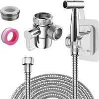 AFKSMILE Waschbeckendusche Bidet Handbrause für Toilette mit Federschlauch 1.5M,3 Wege Wasserhahn, Hand Gehalten Bidet Sprayer Edelstahl für Toilette Spülbecken reinigen