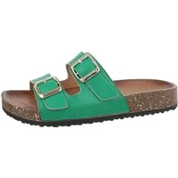 Ital-Design Damen Mules Freizeit Pantolette Flach Pantoletten in Grün