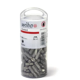 Wiha Bit Set Standard 25 mm TORX (T25) 100-teilges Set 1/4 zoll in Großpackung - 40464